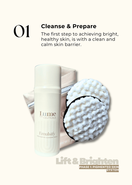 Includes Emulsify and cleansing pads to gently clean without irritation.